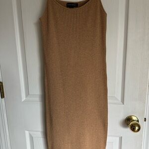 Banana Republic Ribbed Sleeveless Dress in Camel